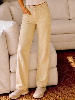 Wilfred Free Aritzia Butter Yellow Utility Straight Leg Pants Size 0 Hipster Y2K